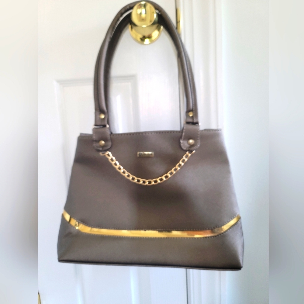 Elegant Gold and Grey Handbag